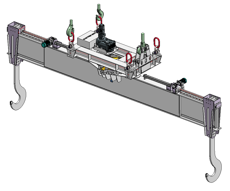Model 3D trawersy z regulowanymi hakami