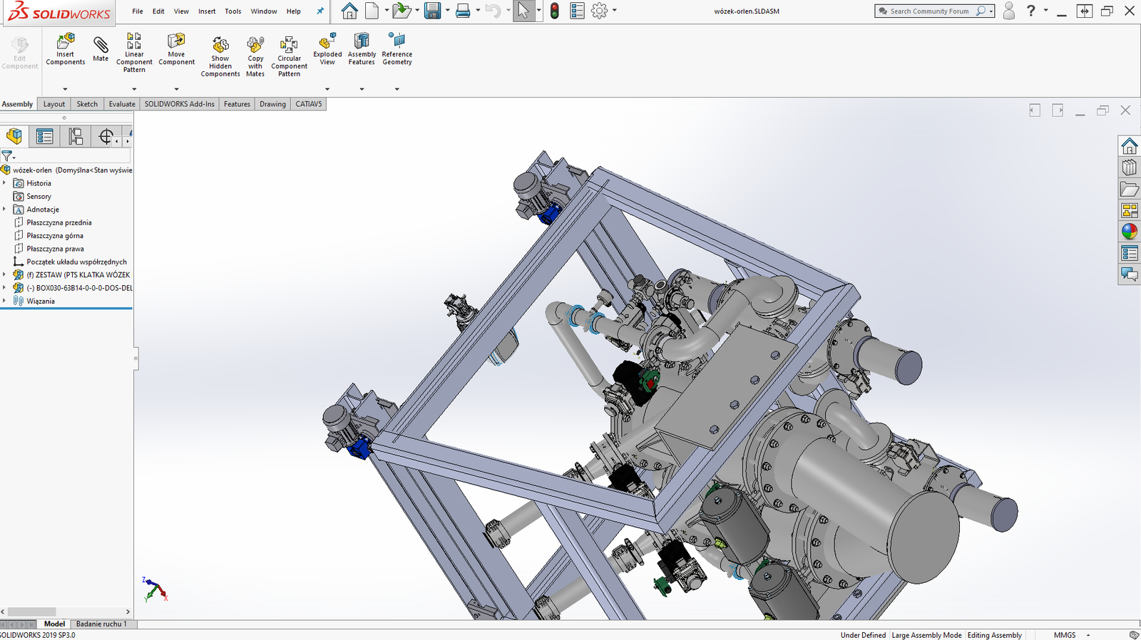 Projektowanie 3D w SolidWorks — model wózka